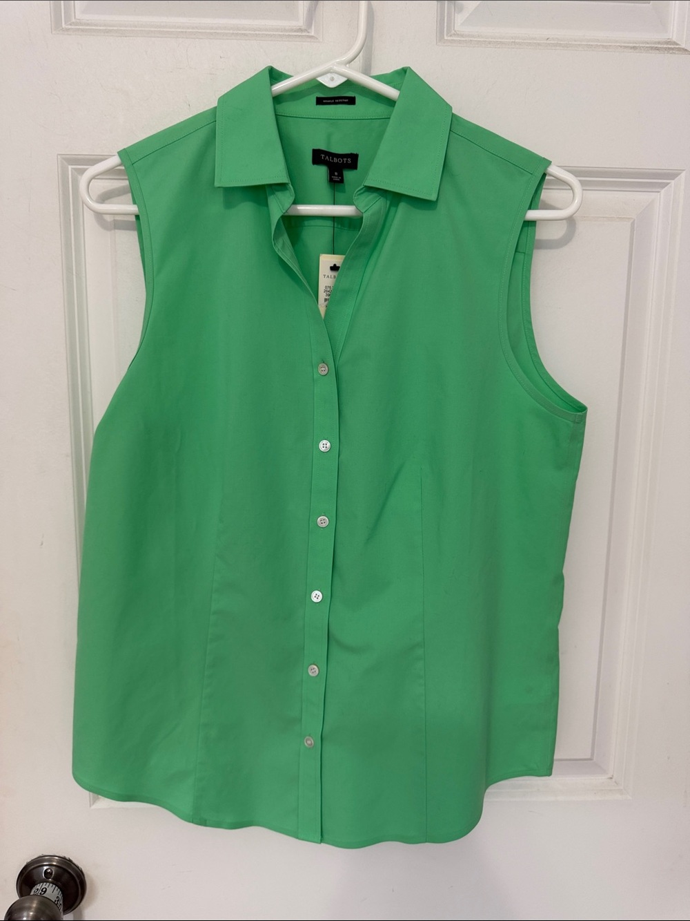 Talbots Classic Sleeveless Button-Down Shirt size 8 Green NWT